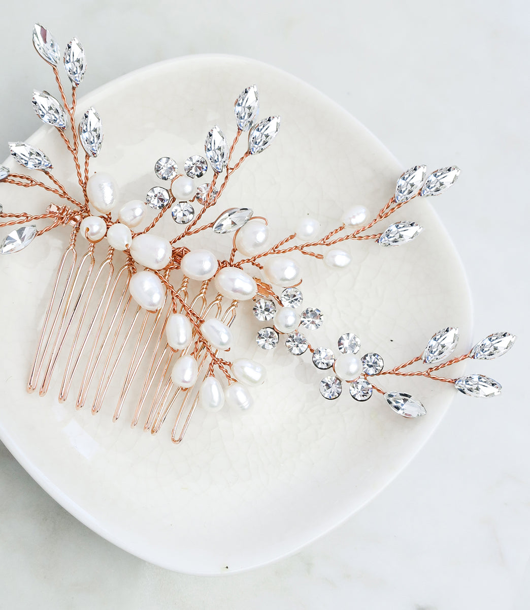 Bridal Boho Vintage Hair Pin Set in Rose Gold, Gold or Silver – Lottie-Da  Designs Inc.