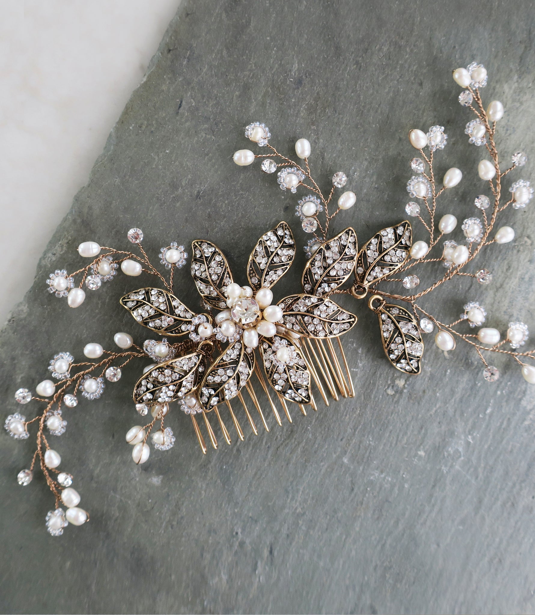 Wedding Hair Accessory, Boho bridal pearl crystal outlet Hair Vine Comb Bridal Hair Accessory, 